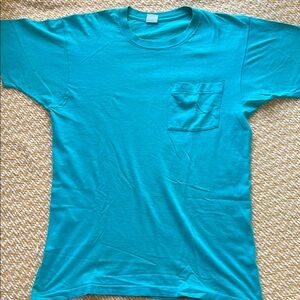 Men's Vintage Teal Single Stitch T-Shirt with Pocket
